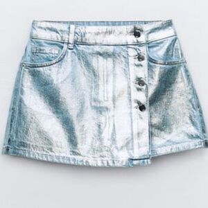 Zara Foil Denim Skort